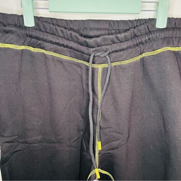 Elevenparis Contrast Stiched Joggers Cotton Black Neon Line Green Stitching M - Picture 3 of 9